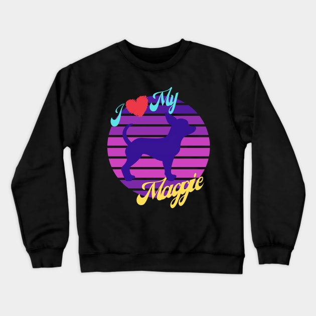 My Maggie Chihuahua Dog Retro Sunset Crewneck Sweatshirt by Ognisty Apparel